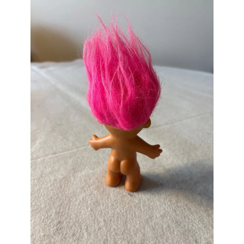 Russ Troll Doll Bright Pink Fuzzy Hair Collectible Vintage Toy